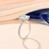 Wedding Rings ATTAGEMS 18K Real Princess Cut D Color VVS1 8.0mm Au750 Etenity Diamond Engagement For Women Gift 230726