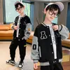 Jackets Spring Autumn Boys Contrast Alphabet Cartoon Varsity School Kids Outfit Tops Child Singlebreasted Sport Coats 314 Yrs 230726