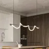 Lustres Minimalista LED Controle Remoto Escurecimento Ouro Preto Metal Branco Sílica Gel Para Sala De Jantar Cozinha Escritório Bar