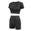 Yoga Outfit Sports Two Piece Yoga Set Outfit Women Workout Clothes Washed Fitness Seamless Suit High Waist Leggings Crop Top Rainbowshades 230727