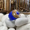 Bröllopsringar europeiska och amerikanska stil lapis lazuli pärla inlagd ringarmband set damer personlighet enkla och eleganta smycken 230726