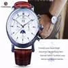 Формирование моды Watch Tourbillion Design White Dial Moon Phase Calendar Display Mens Watch Top Brand Luxury Automatic Watch CL310Y