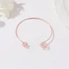 Link Armbanden Eenvoudige Metalen Vierkante Opening Armband Voor Vrouwen Charmante 3-Kleur Strass Accessoires Elegante Bruiloft Partij Sieraden