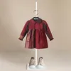 Robes de fille de luxe filles à manches longues robe à carreaux filles automne Style Turndown rayé manches coton robe enfants robes pour les filles 230726