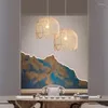 Chandeliers Nordic Vertical Floral Rattan Chandelier Handmade Simple Art Light Fixtures For El Bar Restaurant Kitchen Table Pendnat