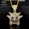 Designer smycken man hip-hop mode monster tema is ut sier 10k 14k guldplatta gul vit moissanite diamanthänge halsband