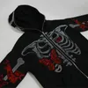 Men's Hoodies Sweatshirts Zip-up Hoodie Men Y2K Clothes Fashion Hoodies Cool Rhinestones Butterfly Skeleton Print Unisex Sweatshirt Zipper Tops Coats 230726