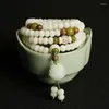 Bracelets porte-bonheur mode blanc jade perlé Bracelet Bodhi bouddhiste bouddha méditation 108 prière perle Mala multicouche collier