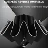 Umbrellas Fashion Portable UV Folding Automatic Umbrella with Reflective Stripe Led Light Rain Sun Reverse 230627