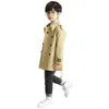 Tench coats 516Y Crianças Trench Coat Outono Meninos Jaqueta Longo Seios Duplos Gola Desligada Solta Casuais Crianças Jaqueta Corta-vento Hw109 230726