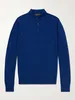 polo firmate da uomo Camicia Loro Piana Manica lunga Slim-Fit Wish Polo in lana vergine Blu Navy Top autunno inverno