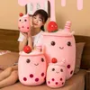 Coussin/décoratif mignon boisson aux fruits en peluche peluche rose doux fraise lait thé en peluche Boba tasse de thé jouet bulle thé coussin enfants cadeau