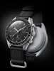 バイオセラミックムーンズウォッチプラネットムーンウォッチフル機能quarzクロノグラフムーブメントウォッチ防水輝く革のストラップ腕時計