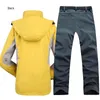 Autres articles de sport veste de plein air pantalon costume randonnée camping escalade imperméable coupe-vent thermique épaissir manteau et pantalon hiver femmes ensemble de ski 230726