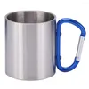 Mugs 220ml Camping Cup Water Double Wall Stainless Steel Hiking Mug Coffee Beer Tumbler D-Ring Self-Lock Travel