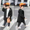 Tench coats Boys Hooded Mid Length Trench Coat 315 Years Toddler Teens Kids Cotton Padded Outerwear Winter Windbreaker with Pockets 230726