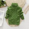 Family Matching Outfits Kids Children Solid Pullover Sweater Autumn Winter Boys Girls Turtleneck Knitted Sweaters Tops Clothing for 28T 230726