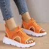 Sandaler Sandal Women Summer Casual Platform Shoes Thick-Soled Lace-Up Sandalias Open Toe Beach Shoes For Women Zapatos Mujer 230726