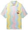 hawaiian shirt casablanca tennis clud Cream Shell Silk Men's and Women's Hawaiian Short Sleeve Shirts