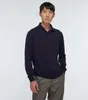 Designer-Poloshirts für Herren. Hemd, Loro Piana, Baumwolle, langärmelig, Polo-Pullover, teilweise geknöpft vorne, modische Herbst- und Winter-Tops