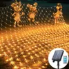 Garden Decorations Solar 3 2m Led Net Lights Outdoor Mesh Tree Wrap Curtain String for Window Wall Fence Decor 230727
