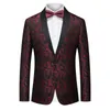 Mens Suits Blazers Jacquard Fabric kostym Jacka Bröllopsfestklänning Päls ensknapp Black Lapel Red Blue White Plus Size M5XL 6XL 230726