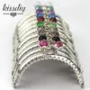 Bag Parts Accessories KISSDIY 10PCS 8.5cm Colorful crystal bead Metal Purse Frame semicircle silver lace Coin kiss Purse clasp lock Free 230726