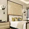 Lâmpada de parede estilo chinês sala de estar cabeceira ferro arte el corredor escada corredor e27 tecido arandela decorativa