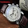 Multi Functional Iced Out Watches 40mm Leather Mens Fashion Men Dress Designer Watch Quartz Chronograph Movement Sports Wristwatch2573