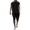 Herrespår 2023 Hip Hop Street Casual Male Set Loose Short Sleeve Men T Summer Shorts Solid Color Fashion Wear Wear