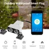 Smart Power Plugs Dual WiFi Smart Pracking Socket IP44 Outdoor Smart Plugts يعمل Tuya مع Smart Life Home App Timer M4YD HKD230727