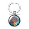 Portachiavi Cordini Vita dell'albero Alberi magici Cabochon in vetro Portachiavi Borsa Auto Portachiavi Portachiavi Charms Sier Colore Uomo Donna Regalo Dhzh4