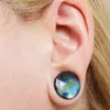 Dental Grills Organic Labradorite Stone Ear Plugs Tunnels kött Double Flare Earlet mätare Expander Round Teardrop Piercing Oreja Body Jewelry 230727