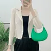 Women's Knits Tees YUDX Higher Quality Pleated Blazer 2023 Autumn Loose Mint Green Tops Fashion Design Sense Single Breasted Fold Cardigan 230727