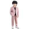 Suits Boys Solid Color Set Korean Children's Birthday Party Performance Costume Kids Blazer Pants Necklace Clothes 230726