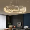 Ljuskronor akrylblad LED -ljuskrona modern hänglampa levande matsal fjärrkontroll hängande ginkgo tak fixturer