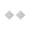 Hoop Huggie De2 Pink Square Crystal Drop Earrings for Women Shinny Cubic Zirconia Bridal Earring Girls Wedding Party Jewelry 230727