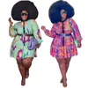 Ethnische Kleidung 2023 Sommermode Afrikanische Frauen Regelmäßige Langarmdruck Polyester Minikleid Kleider für