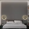 Vägglampa nordisk kreativ rund fläktkonst LED -lampor för studie vardagsrum sovrum gången korridor svart guld deco ljus inomhusbelysning