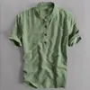 MENS CASUAL SHIRTS HENLEY SHIRT COOL OCH TUN BEACHABLE Summer Button Stand Collar Cotton Linen Hawaii Beachwear Blouse Chemise 230726