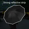 Umbrellas Fully Automatic UV Umbrella With LED Flashlight Reflective Stripe Reverse Large For Rain Sun Heat Insulation Parasol 230627