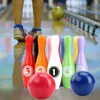 Balls 12pcsset Wooden Color Bowling Set 10 Pins 2 Ball Game for Kids Indoor Family Sports Educational Toy 230726