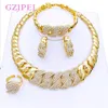 Wedding Jewelry Sets Dubai Gold Color Jewelry Sets For Women Weave pattern Necklace Earrings Ring Bracelet Set For Wedding Party 230727