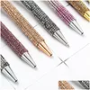 Ballpoint Pens Rhinestone Bling Metal Black Ink Medium Point 1 мм подарок для рождественского дня рождения KDJK2112 Офис доставки Drow School DH06Q