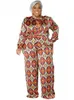 Plus Size Kleider Zweiteiliges Set Afrika Kleidung African Dashiki Mode Blumendruck Anzug Top und Hose Hosen Party für Frauen Outfits 230726