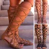 Sandały moda Rzym sandały sandały stringi bandaż bohemian plażowy buty letnie kolano wysokie buty płaskie sandały o rozmiarach 230726
