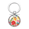 Keychains Lanyards Flowers Sakura Daisy Beauty Patterns Glass Cabochon Keychain Bag Car Key Rings Holder Charms Sier Plated Chains W Dhuud