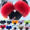 Slippers Sexy faux fur slider fluffy and smooth block fluffy sandals girls beach family plush slider women's warm shoes Z230727