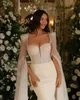 Luxury Mermaid Wedding Dresses Sweetheart Long Sleeves Tulle Bridal Gowns Custom Made Backless Sweep Train Robe De Mariee