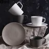 Canecas Vintage Coffee Cup Set Ravel de cerâmica com tampa de chá japonês Canecas Cafe Criativas Cadeau Mariage casal Gift